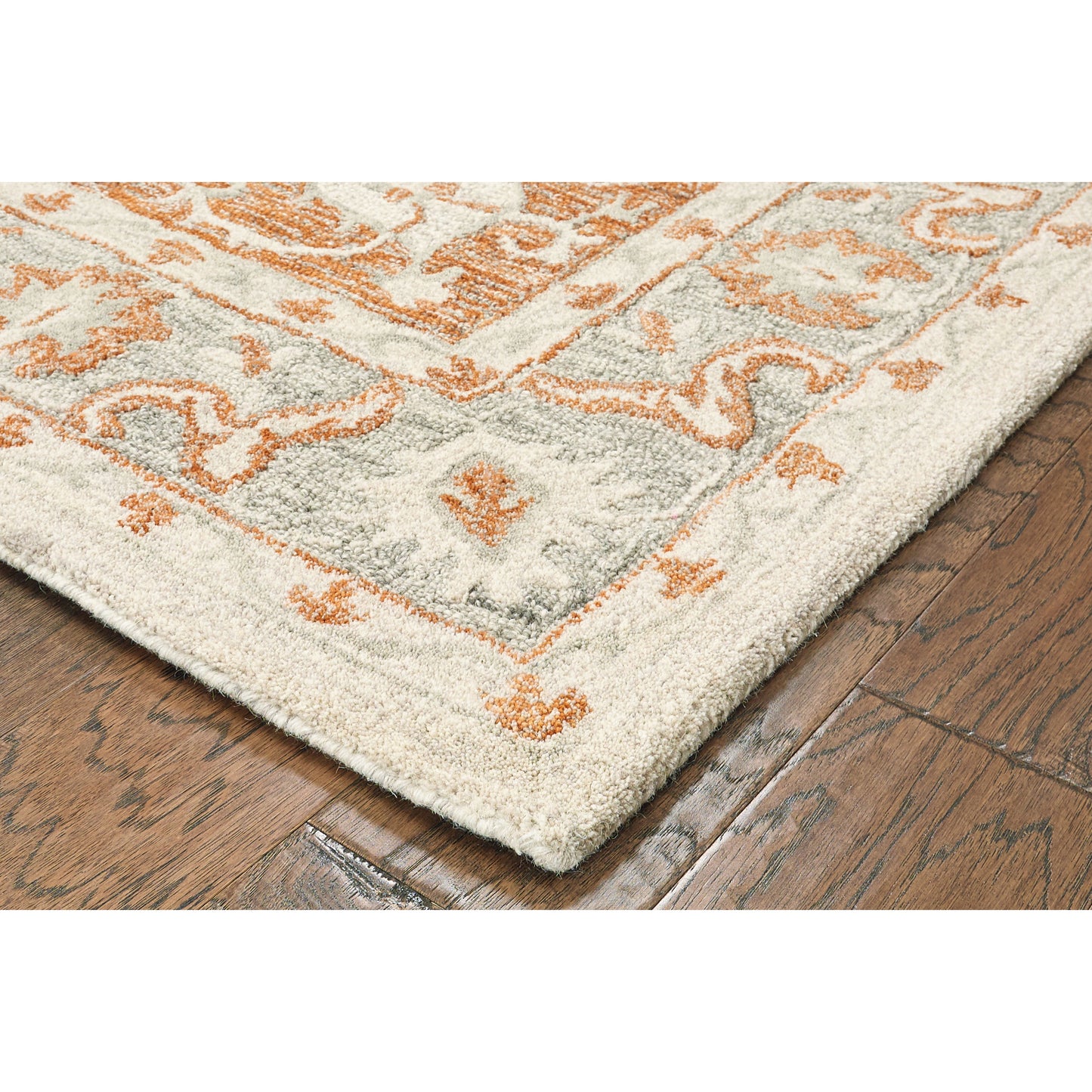 Modern Traditions-81287 Traditional Hand-Tufted Orange/Gray Cotton Indoor Area Rug - LR Home