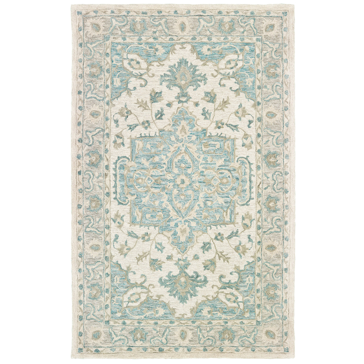 Turquoise Medallion Area Rug - Silo view