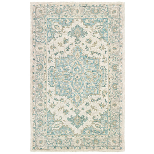 Turquoise Medallion Area Rug - Silo view