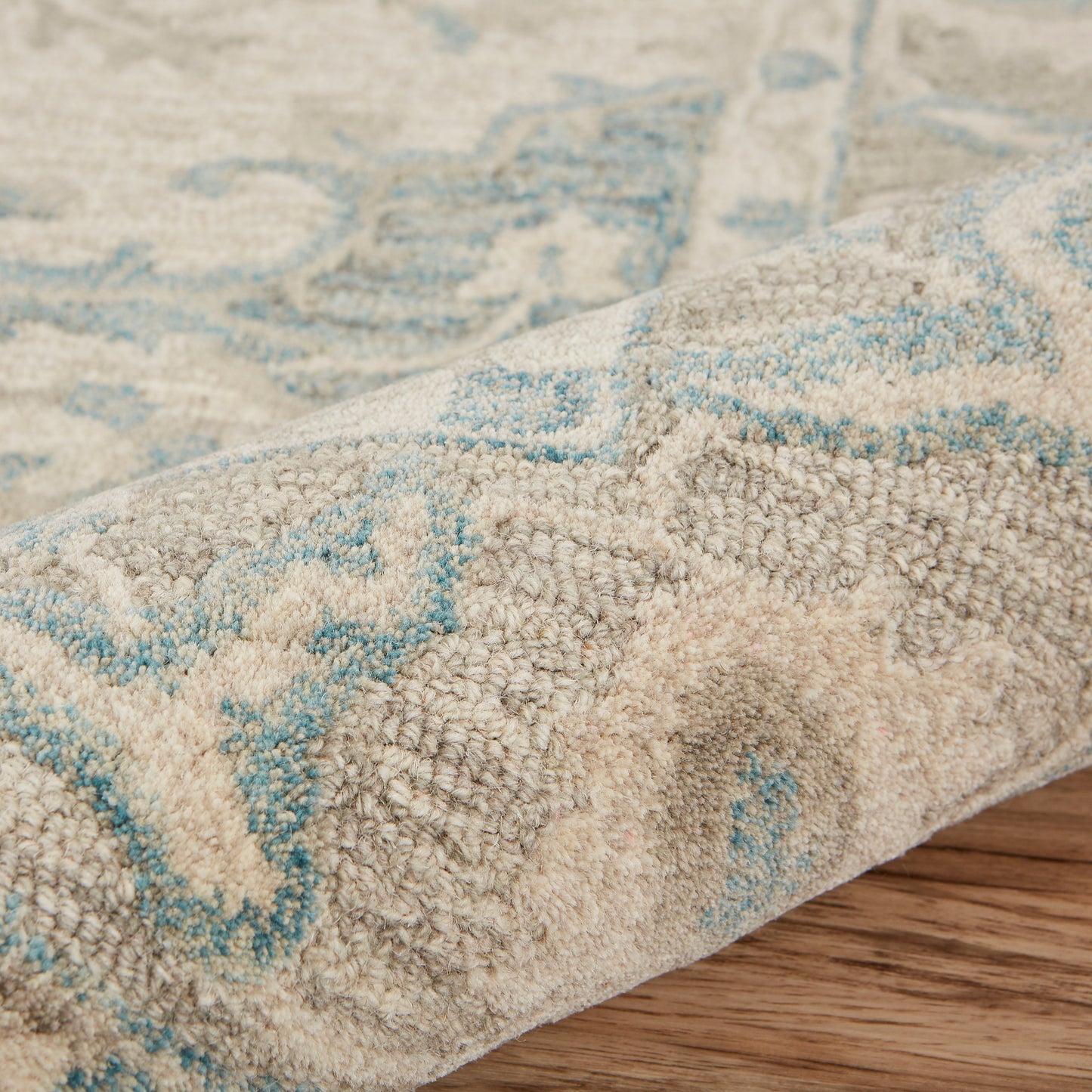 Modern Traditions-81288 Traditional Hand-Tufted Turquoise Gray Cotton Indoor Area Rug - LR Home
