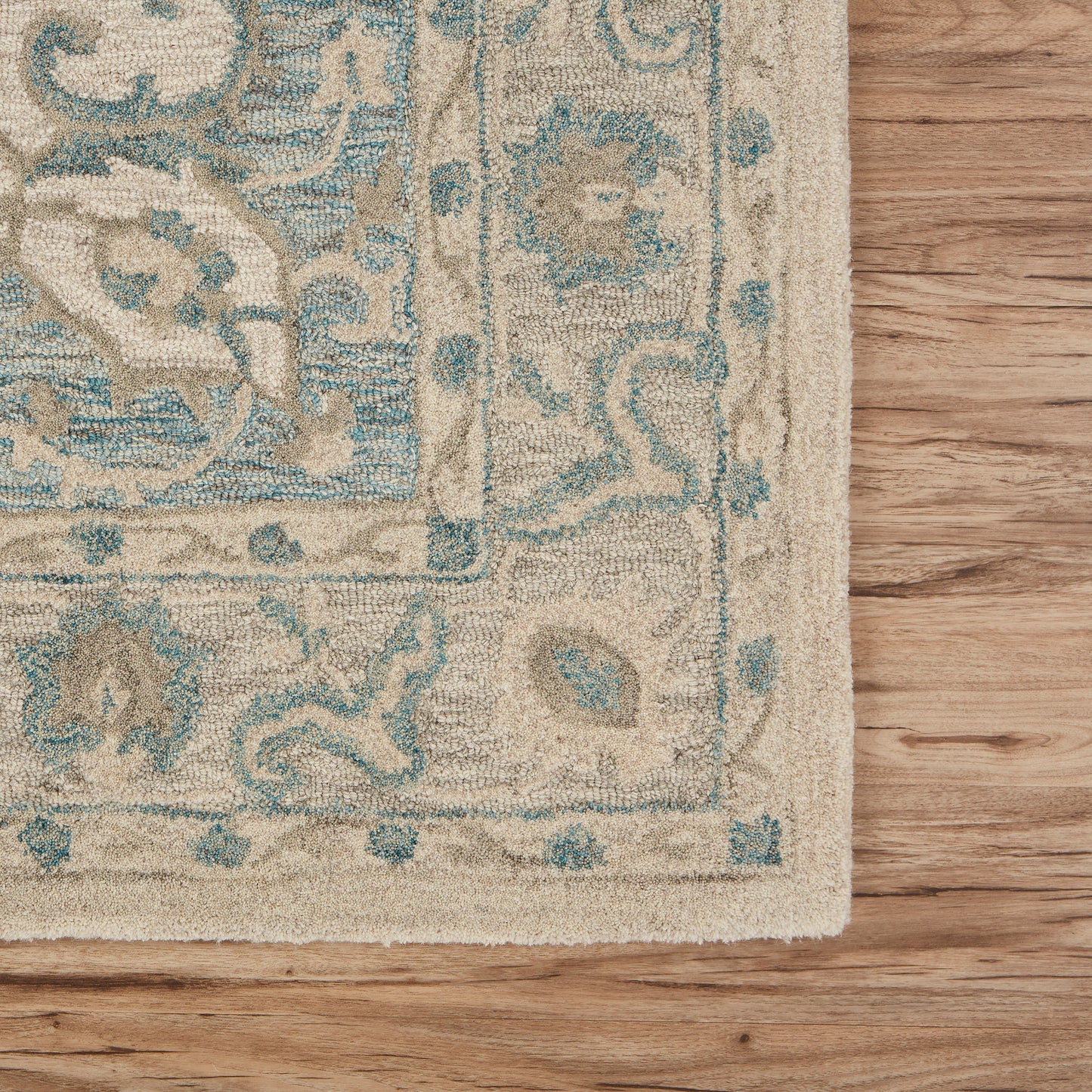 Modern Traditions-81288 Traditional Hand-Tufted Turquoise Gray Cotton Indoor Area Rug - LR Home