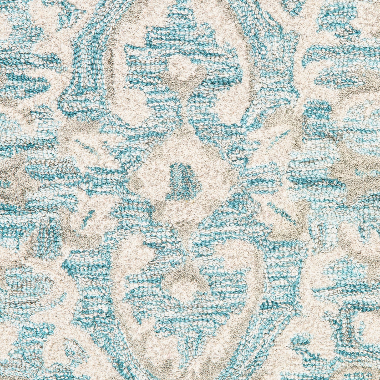 Modern Traditions-81288 Traditional Hand-Tufted Turquoise Gray Cotton Indoor Area Rug - LR Home