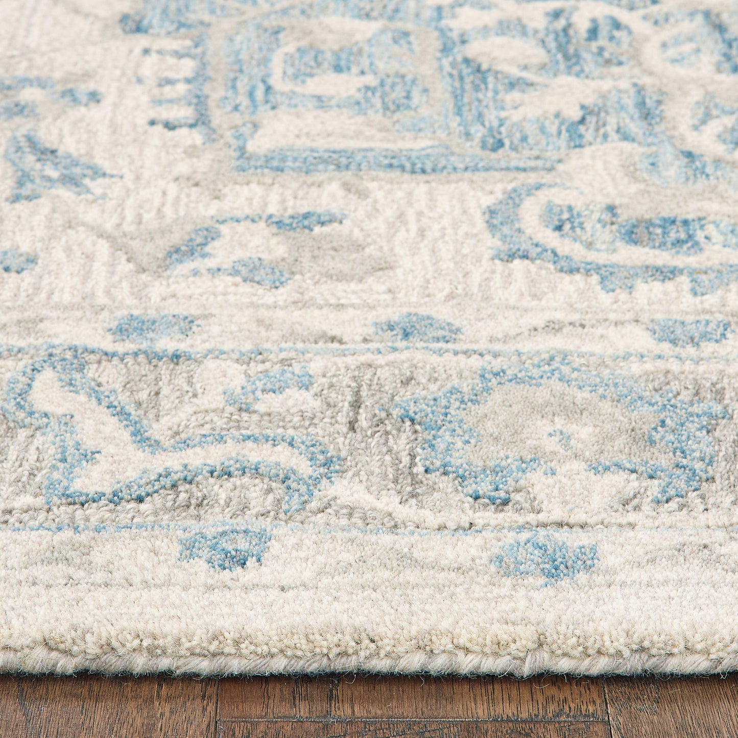 MODTR-81287 Classic/Traditional Hand-Tufted Turquoise Gray Wool Indoor Area Rugs - LR Home