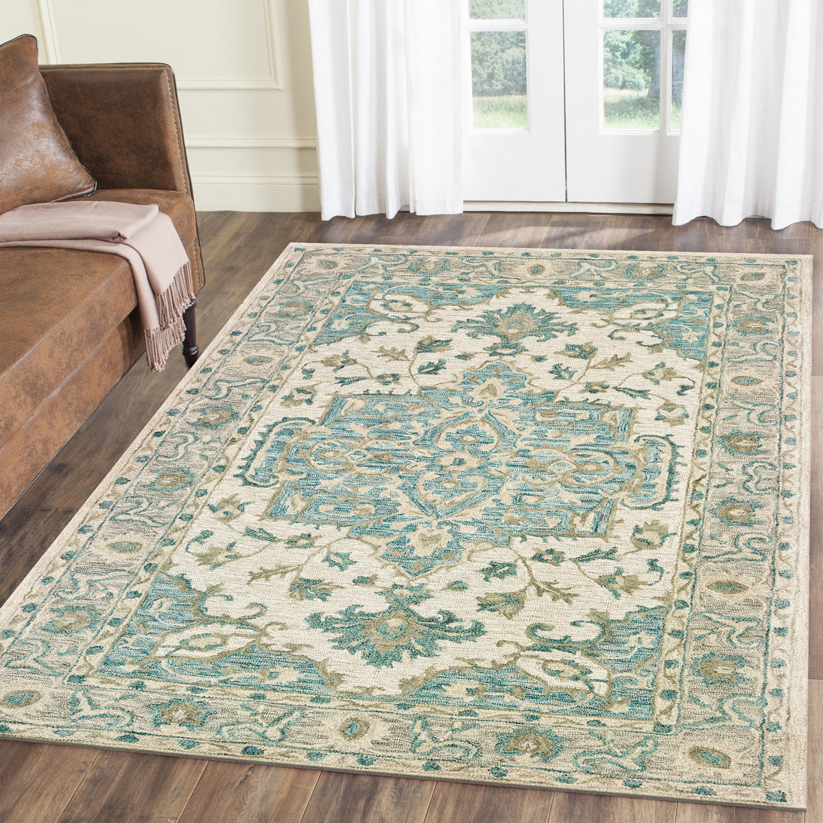 Turquoise Medallion Area Rug - lifestyle view 2