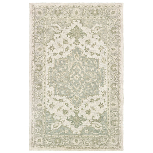 Sea Green Medallion Area Rug - Silo view