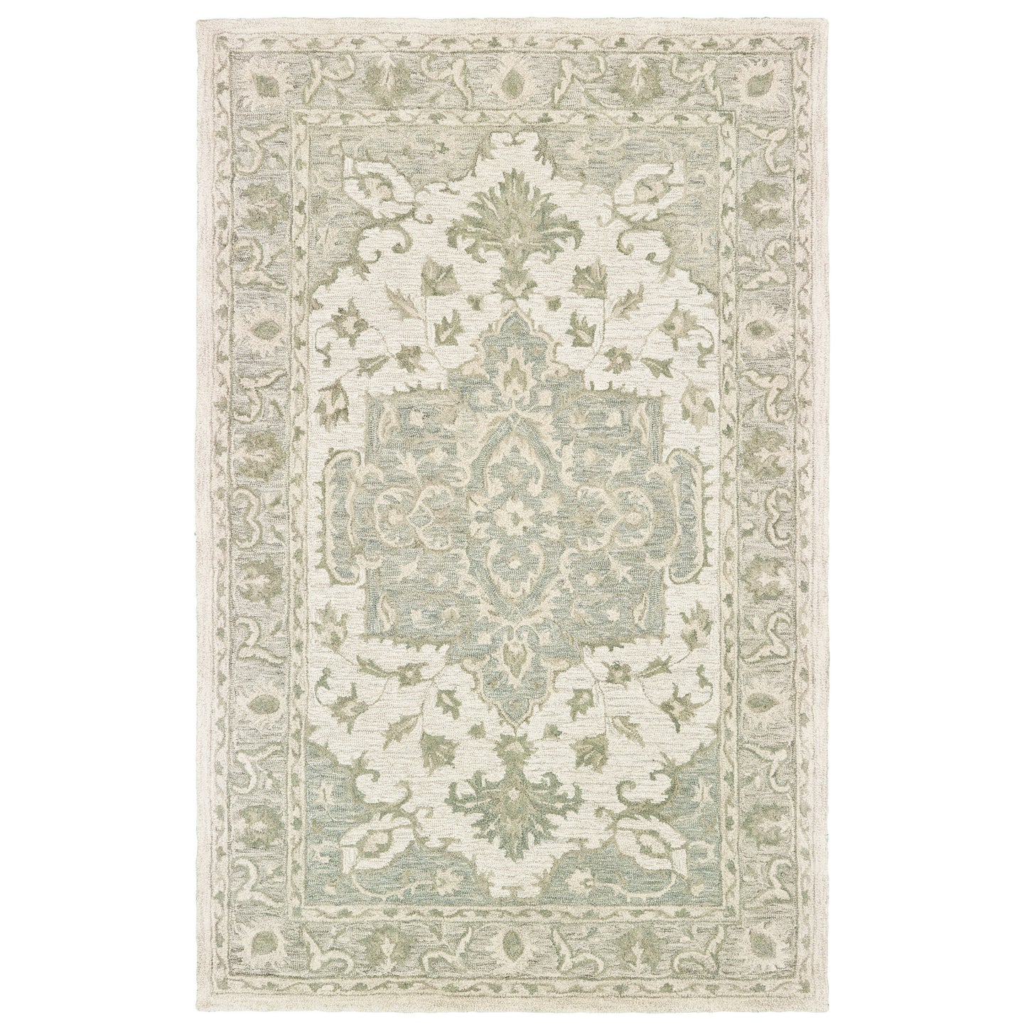 Modern Traditions-81289 Traditional Hand-Tufted Sea Green/Gray Cotton Indoor Area Rug - LR Home
