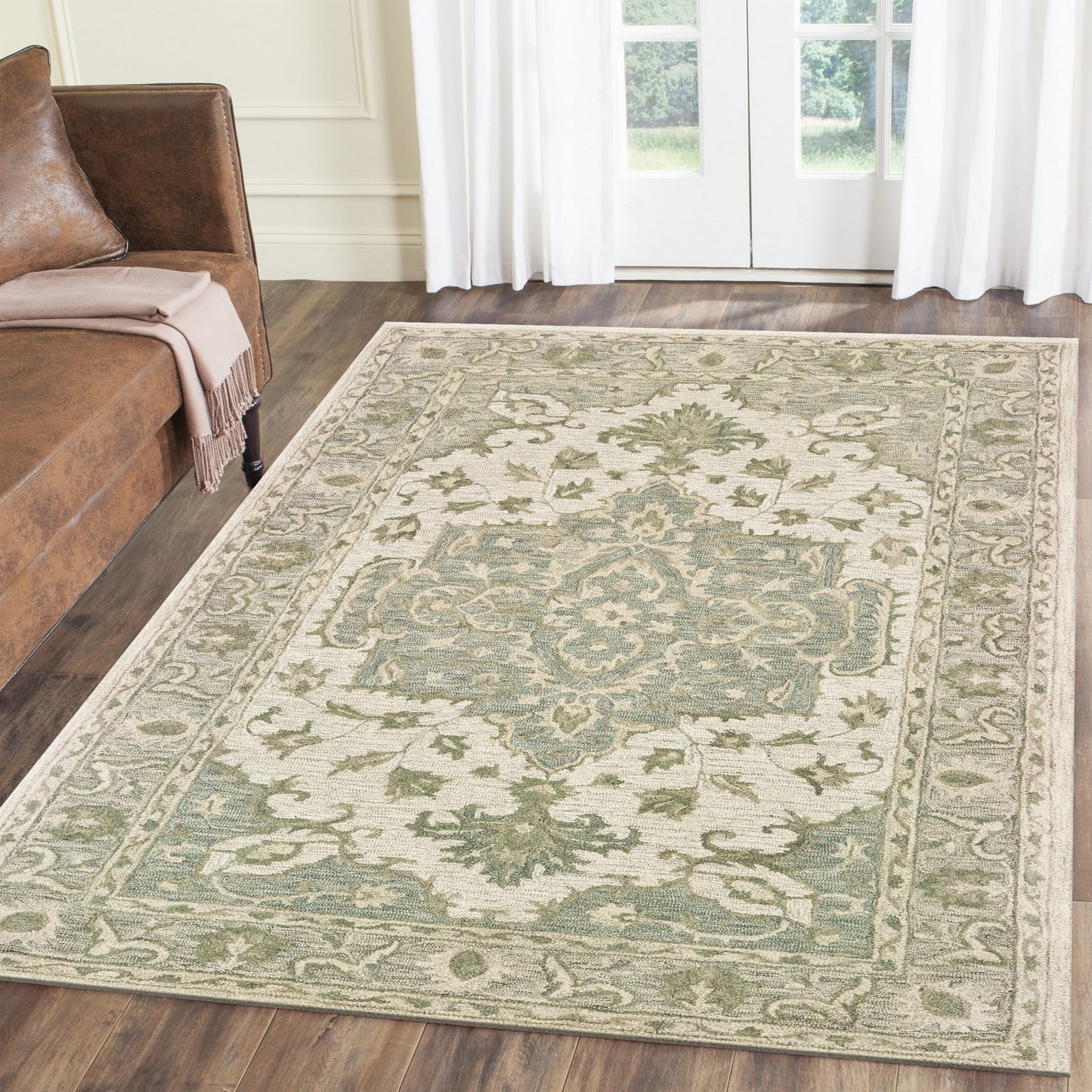 Modern Traditions-81289 Traditional Hand-Tufted Sea Green/Gray Cotton Indoor Area Rug - LR Home