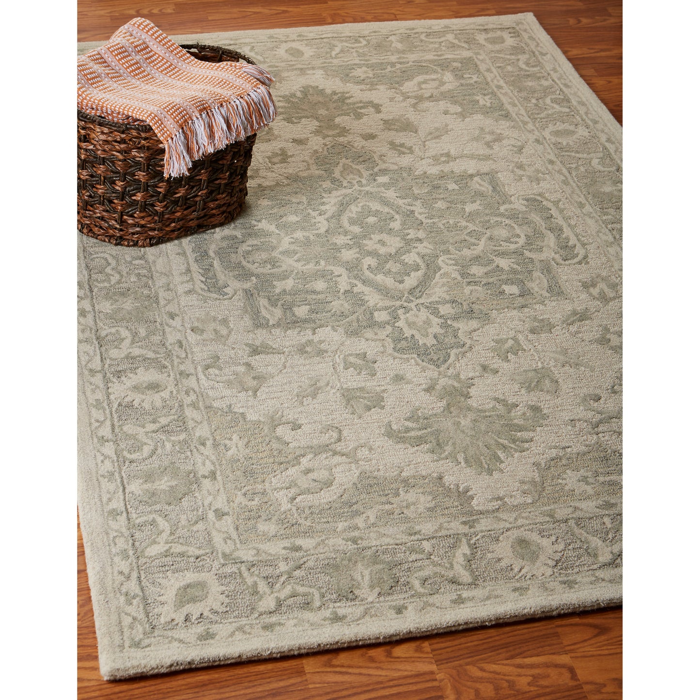 Modern Traditions-81289 Traditional Hand-Tufted Sea Green/Gray Cotton Indoor Area Rug - LR Home