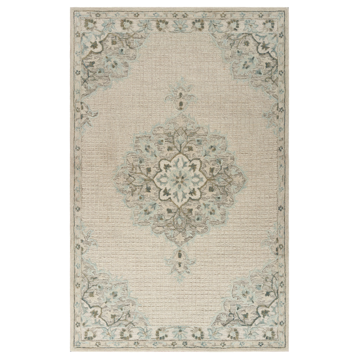 Ivory Medallion Area Rug - Silo view