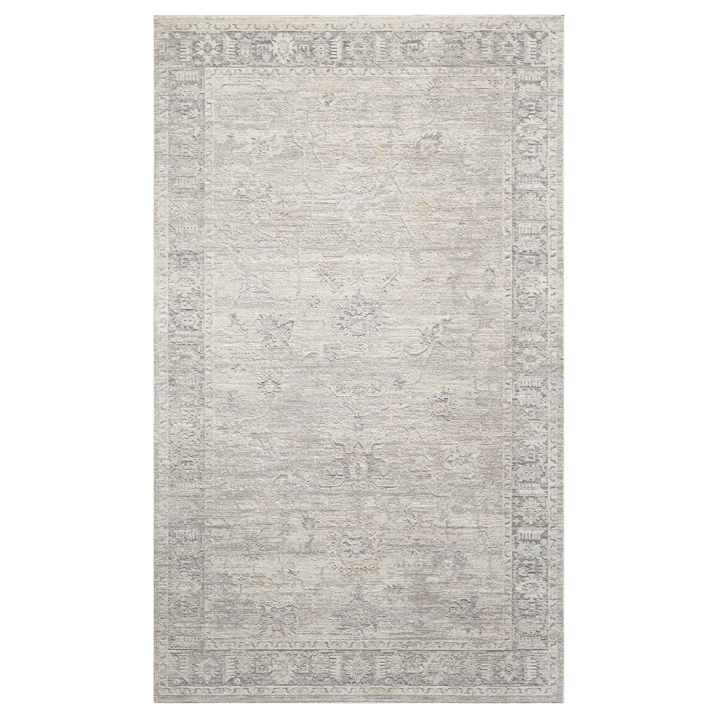 Monaco-82716 Traditional Power-Loomed Beige/Stone Blue Cotton Indoor Area Rug - LR Home