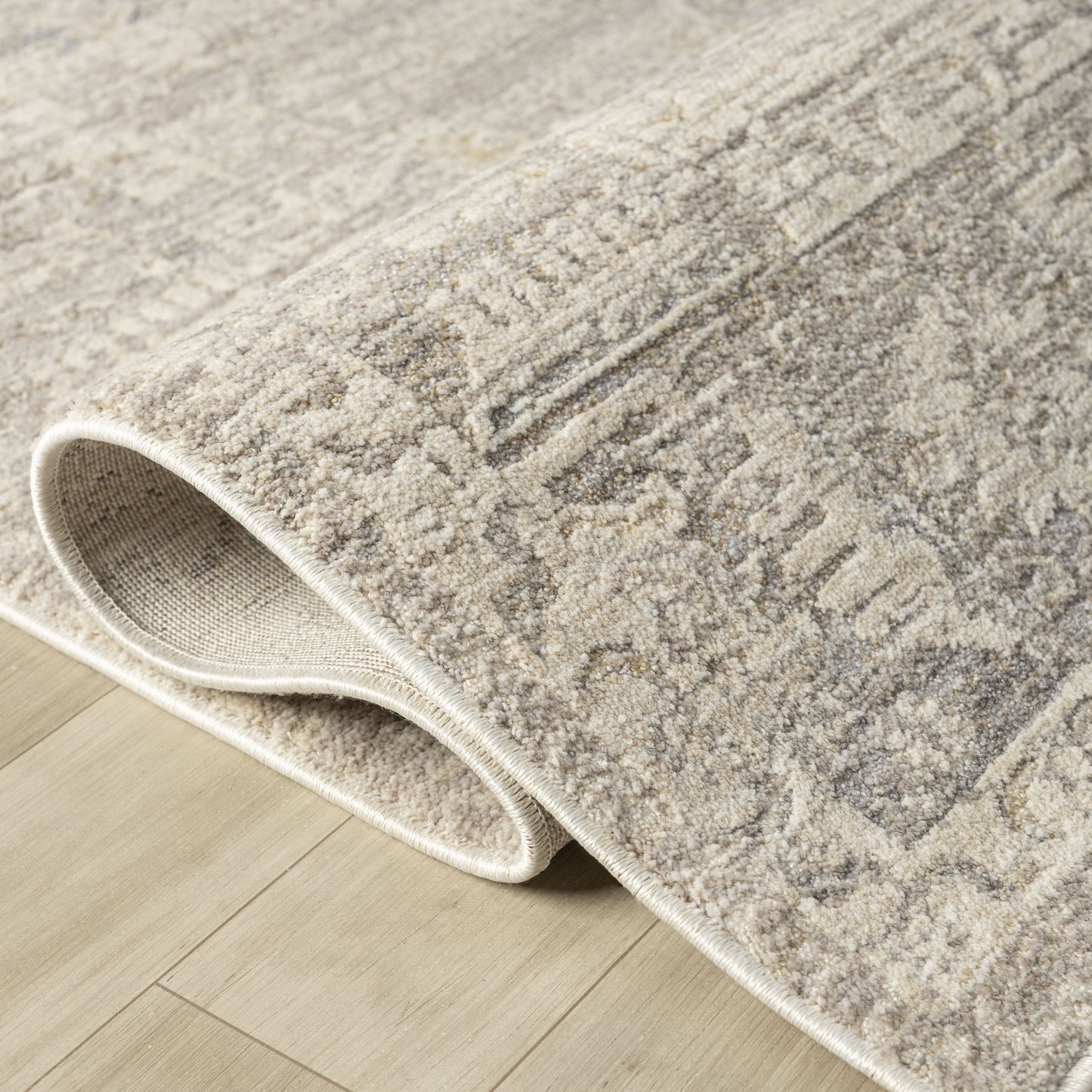 Monaco-82716 Traditional Power-Loomed Beige/Stone Blue Cotton Indoor Area Rug - LR Home