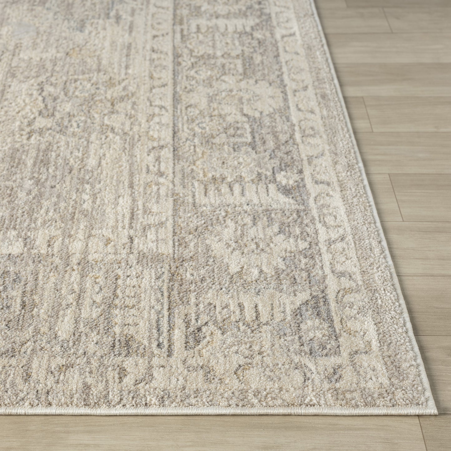 Monaco-82716 Traditional Power-Loomed Beige/Stone Blue Cotton Indoor Area Rug - LR Home
