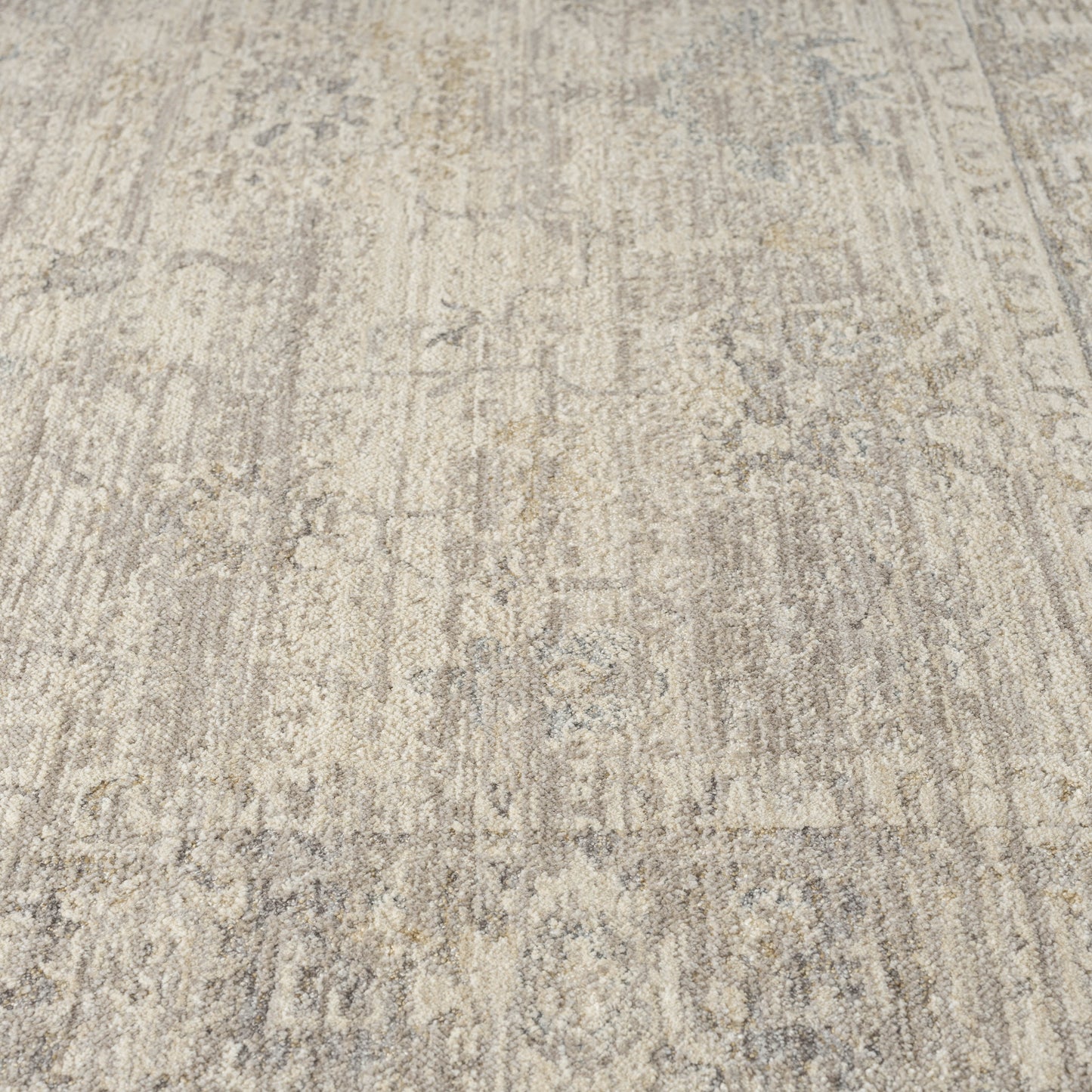 Monaco-82716 Traditional Power-Loomed Beige/Stone Blue Cotton Indoor Area Rug - LR Home