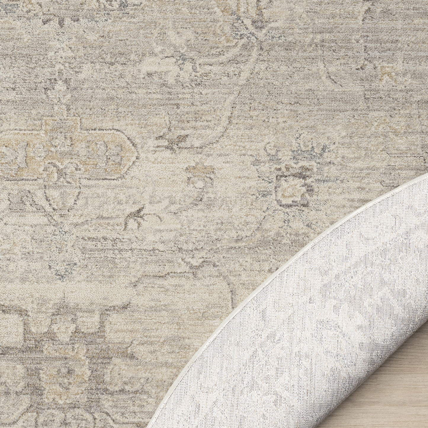 Monaco-82716 Traditional Power-Loomed Beige/Stone Blue Cotton Indoor Area Rug - LR Home