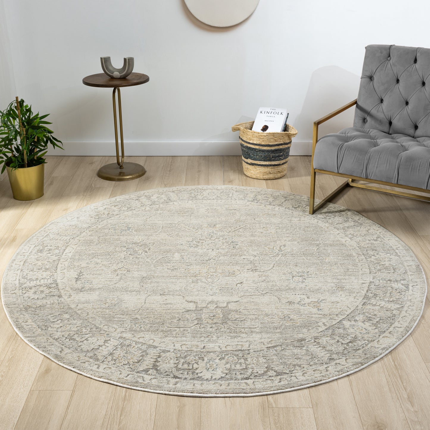 Monaco-82716 Traditional Power-Loomed Beige/Stone Blue Cotton Indoor Area Rug - LR Home