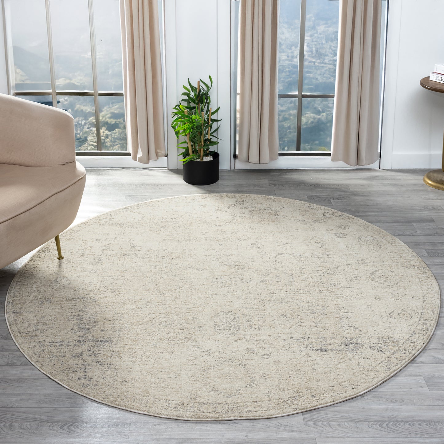 Monaco-82717 Traditional Power-Loomed Beige/Gray Cotton Indoor Area Rug - LR Home