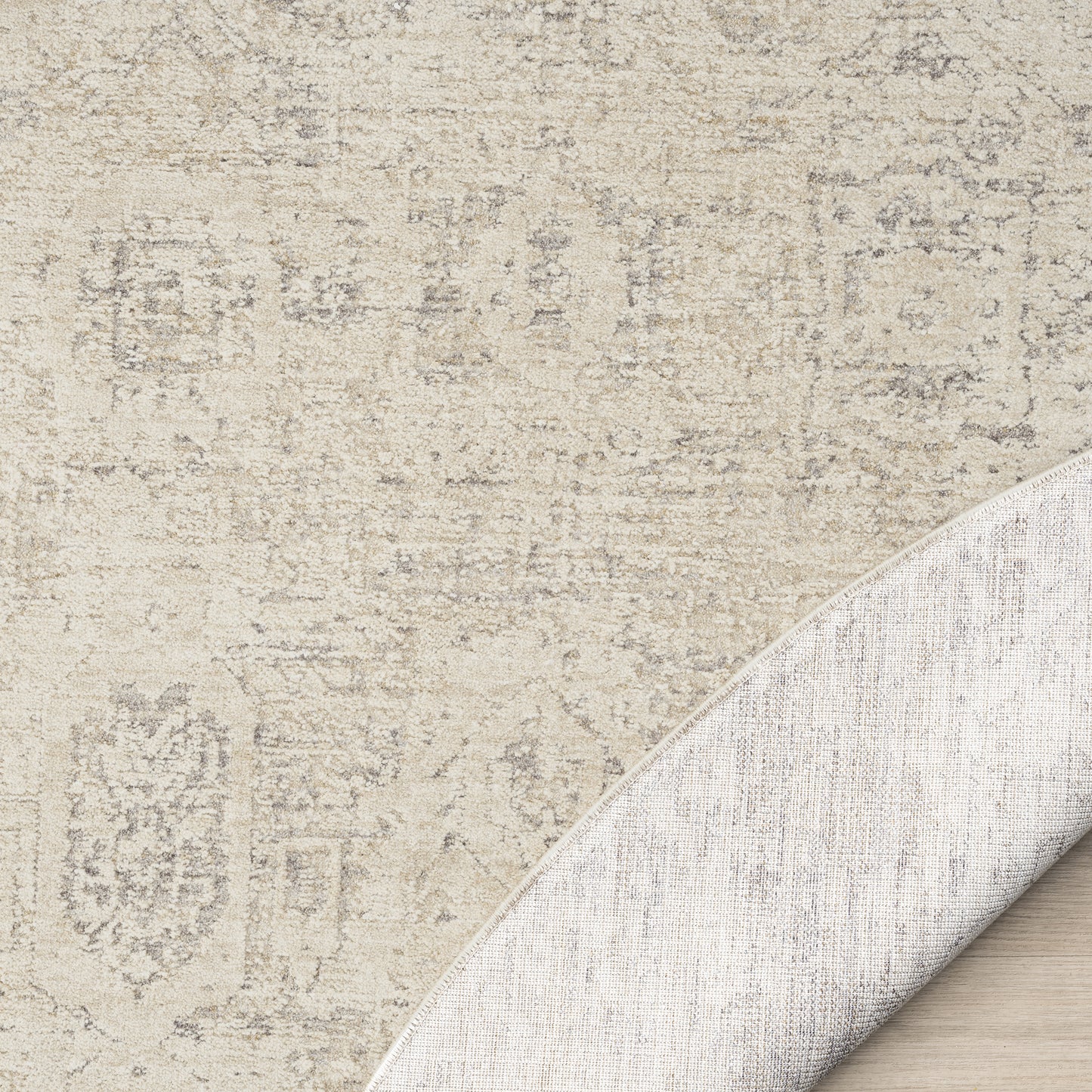 Monaco-82717 Traditional Power-Loomed Beige/Gray Cotton Indoor Area Rug - LR Home
