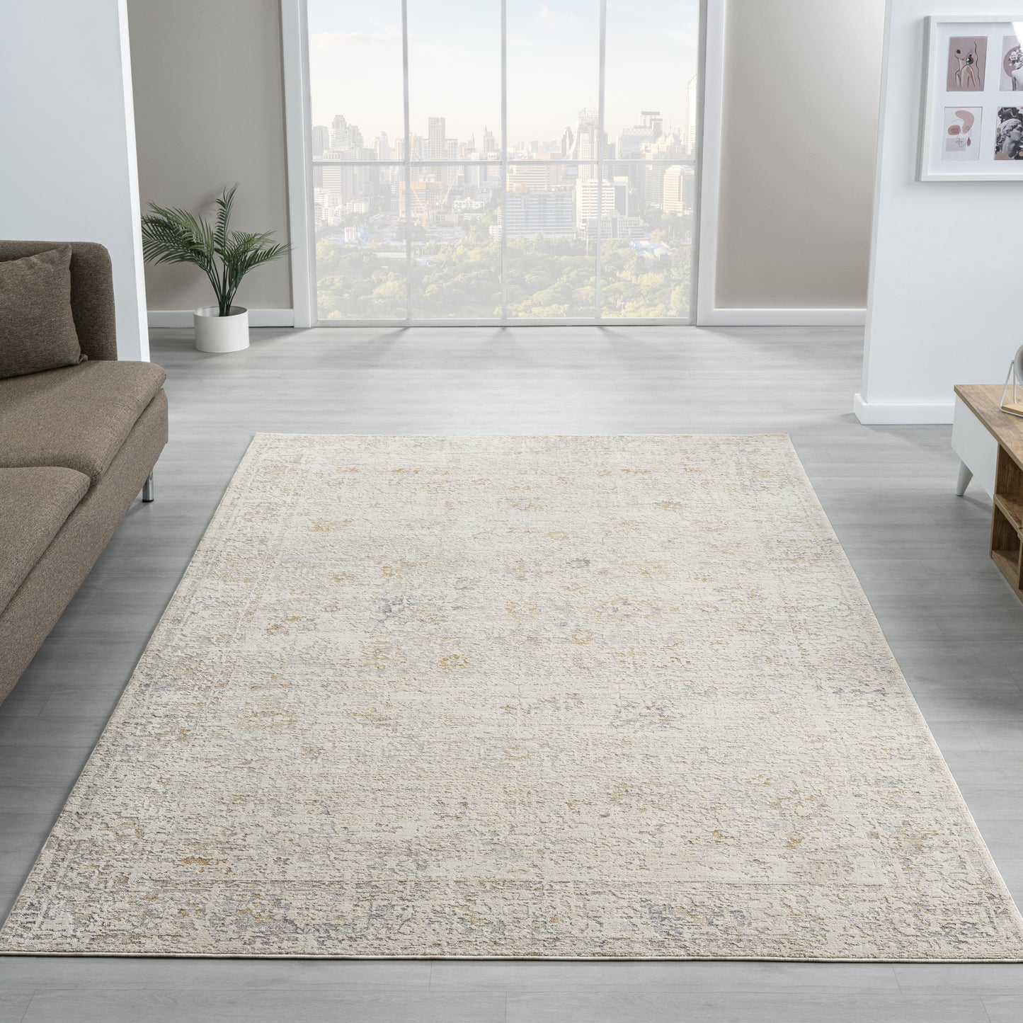 Monaco-82718 Traditional Power-Loomed Ivory/Beige Cotton Indoor Area Rug - LR Home