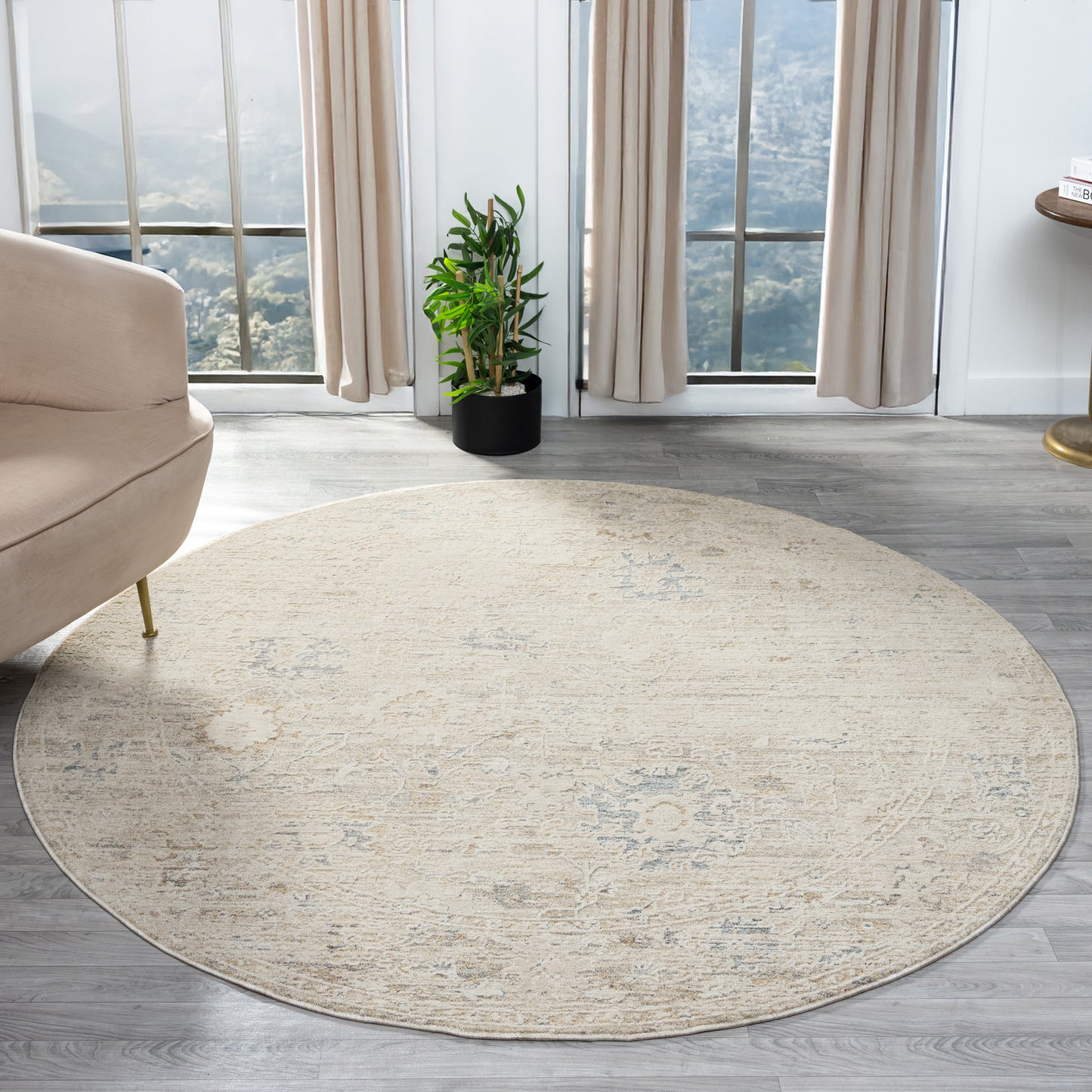 Monaco-82719 Traditional Power-Loomed Beige/Ivory Cotton Indoor Area Rug - LR Home