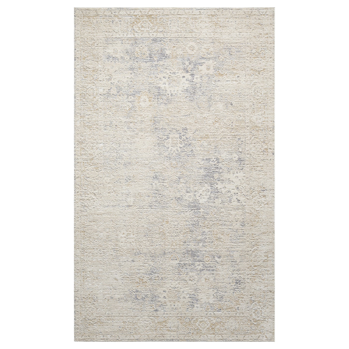 Monaco-82720 Traditional Power-Loomed Beige/Stone Blue Cotton Indoor Area Rug - LR Home