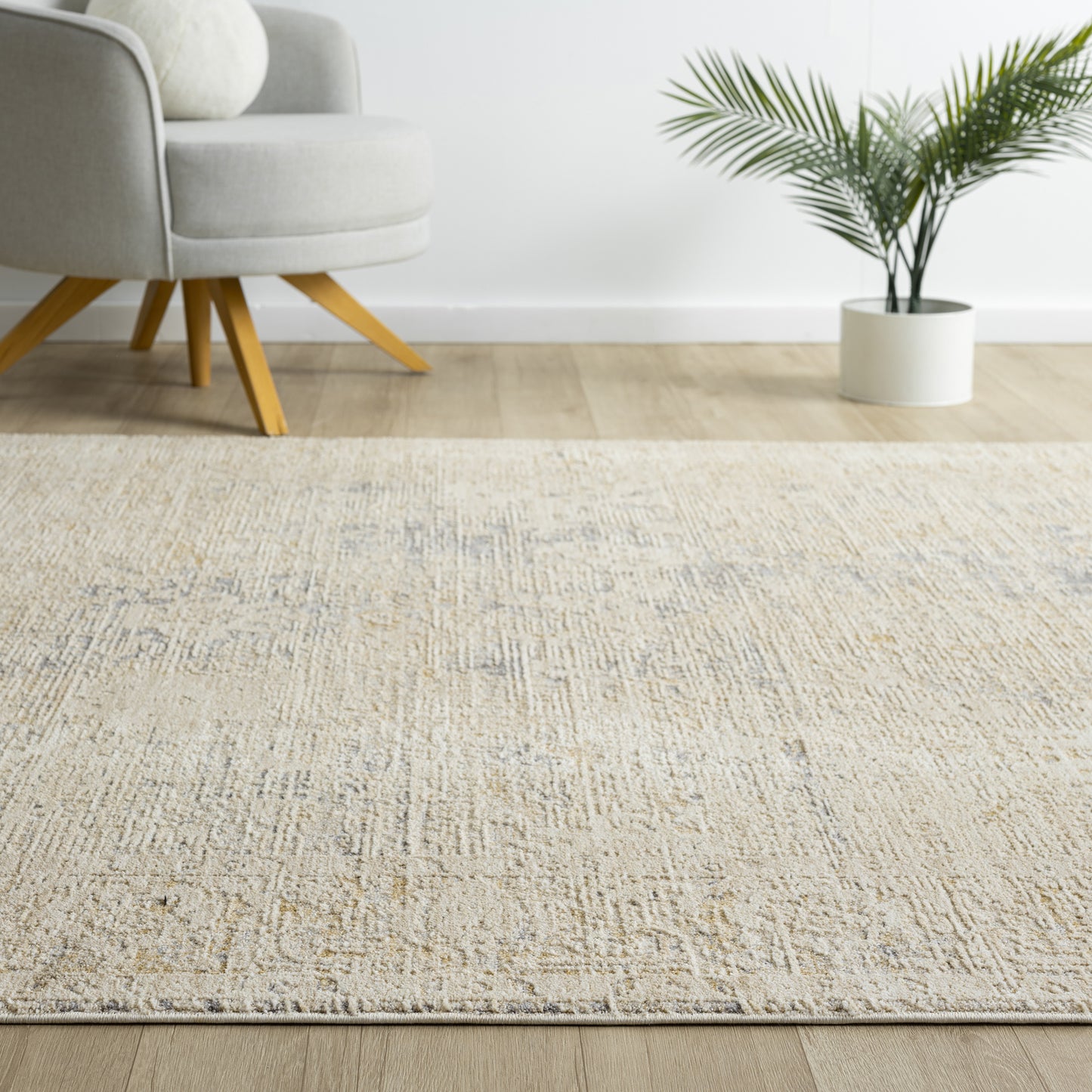 Monaco-82720 Traditional Power-Loomed Beige/Stone Blue Cotton Indoor Area Rug - LR Home