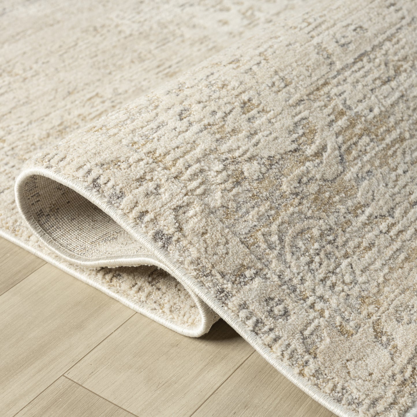 Monaco-82720 Traditional Power-Loomed Beige/Stone Blue Cotton Indoor Area Rug - LR Home