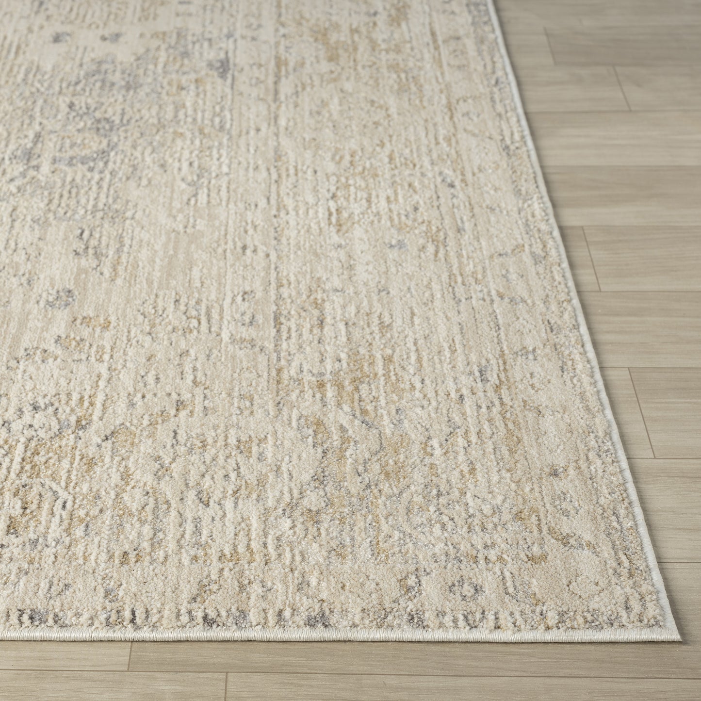 Monaco-82720 Traditional Power-Loomed Beige/Stone Blue Cotton Indoor Area Rug - LR Home