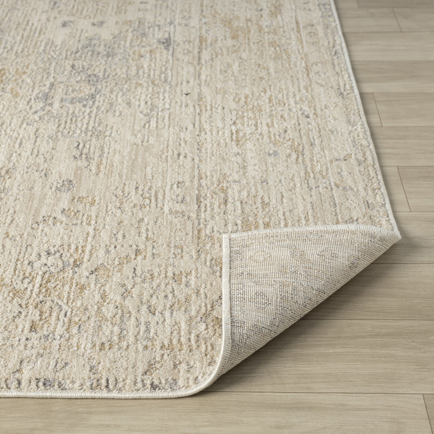 Monaco-82720 Traditional Power-Loomed Beige/Stone Blue Cotton Indoor Area Rug - LR Home