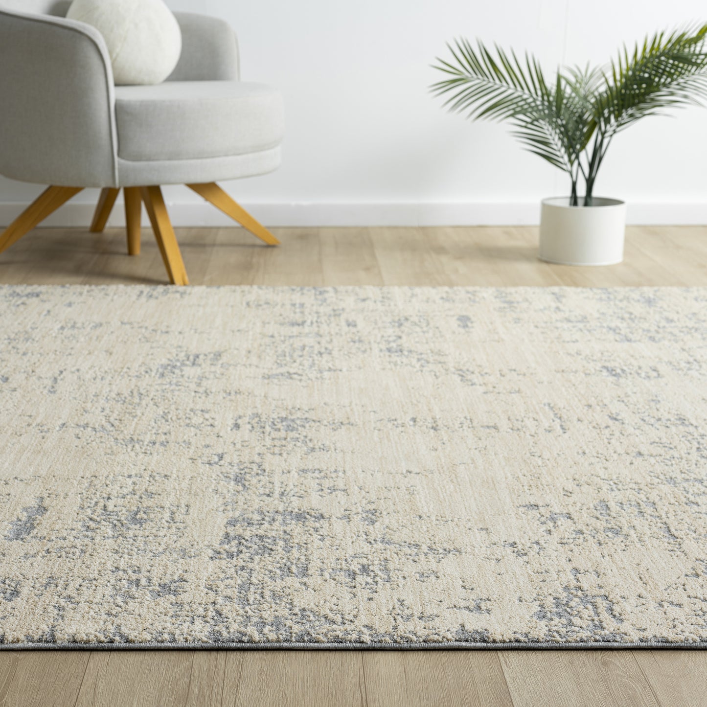 Monaco-82721 Transitional Power-Loomed Ivory/Stone Blue Cotton Indoor Area Rug - LR Home