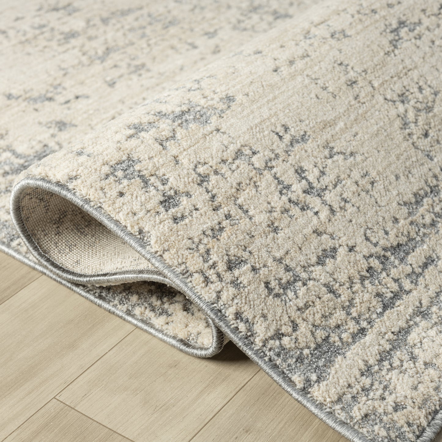 Monaco-82721 Transitional Power-Loomed Ivory/Stone Blue Cotton Indoor Area Rug - LR Home