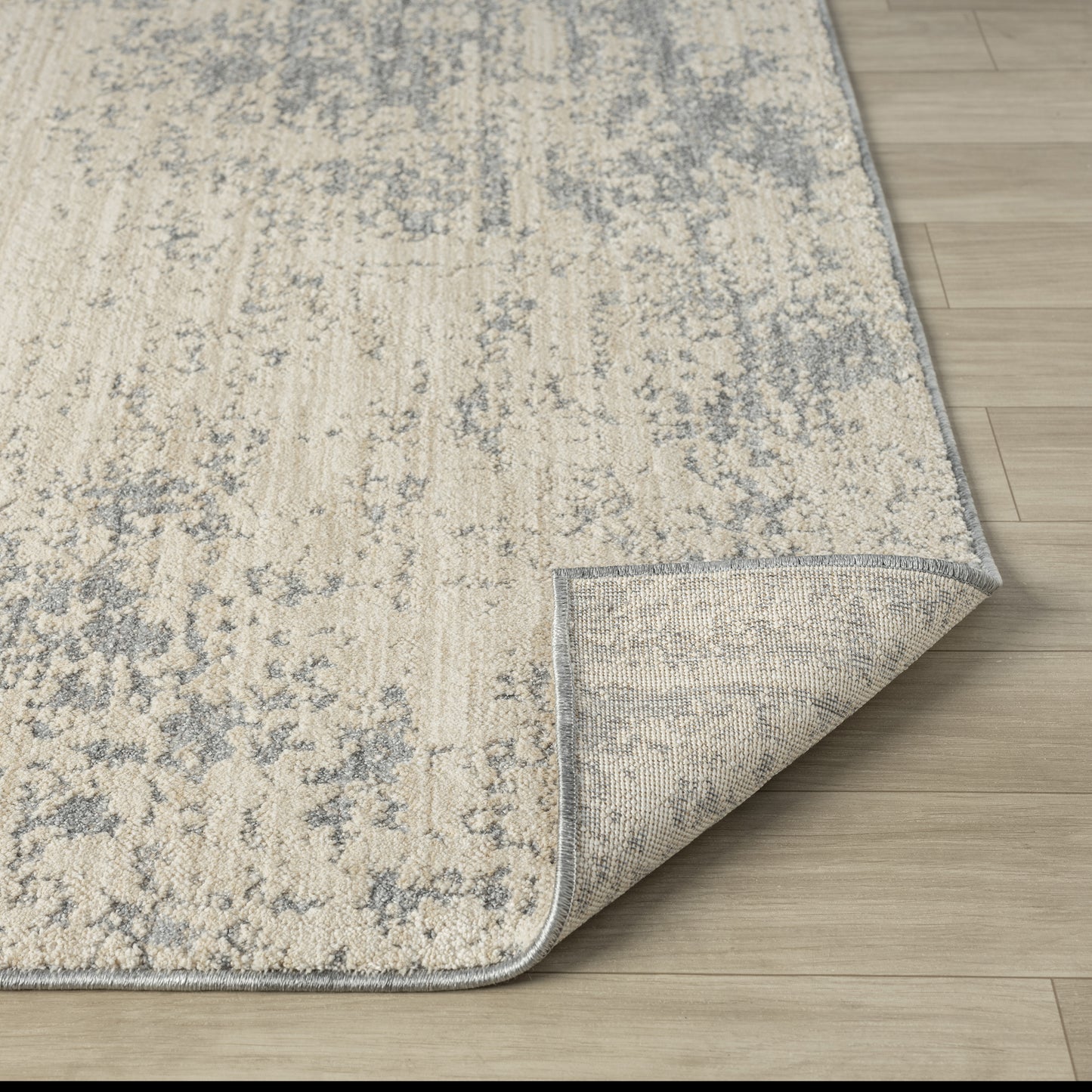 Monaco-82721 Transitional Power-Loomed Ivory/Stone Blue Cotton Indoor Area Rug - LR Home