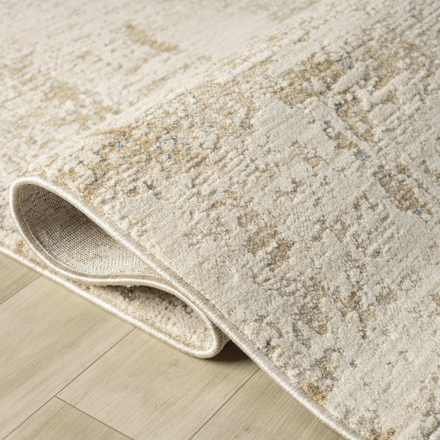 Monaco-82722 Transitional Power-Loomed Beige/Stone Blue Cotton Indoor Area Rug - LR Home