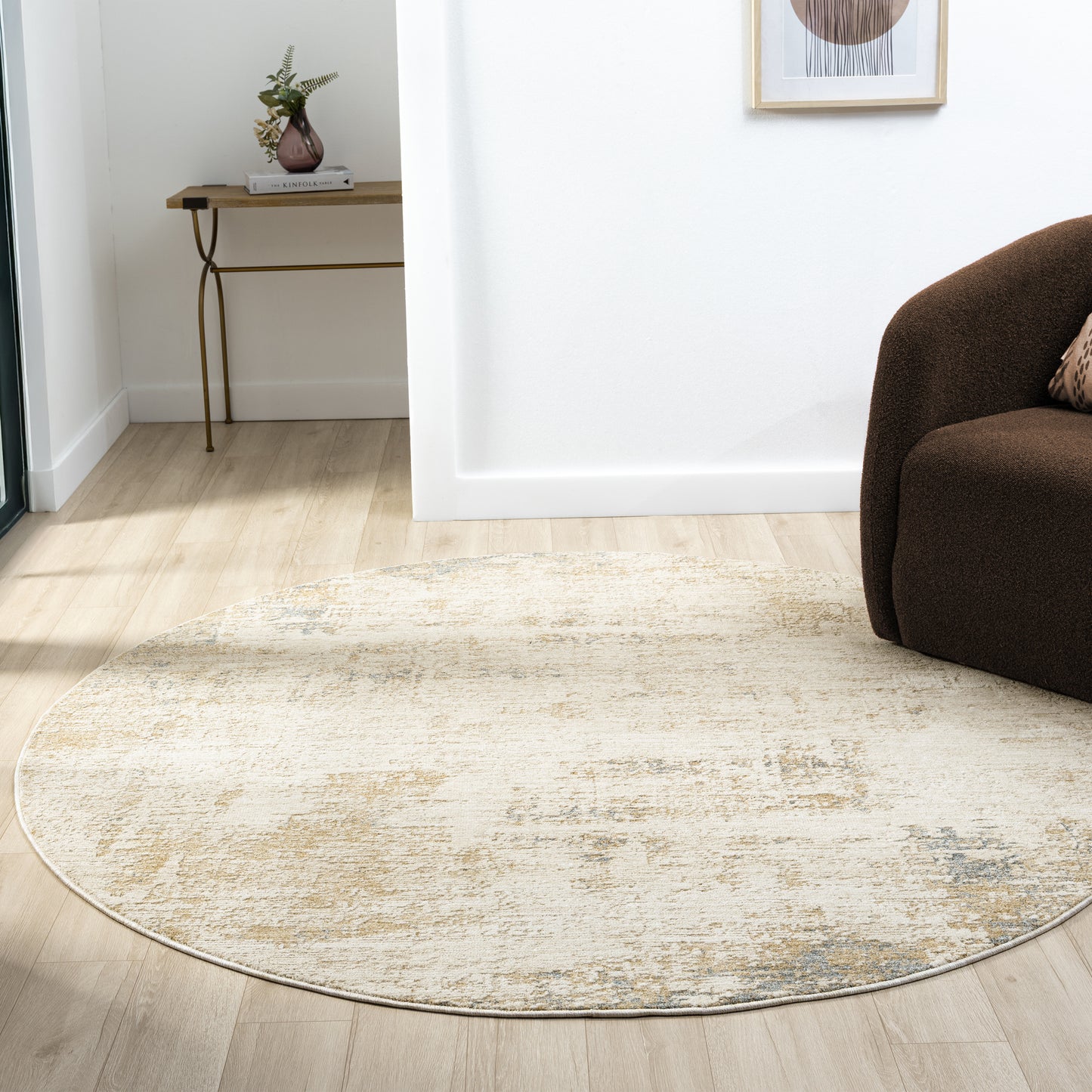 Monaco-82722 Transitional Power-Loomed Beige/Stone Blue Cotton Indoor Area Rug - LR Home