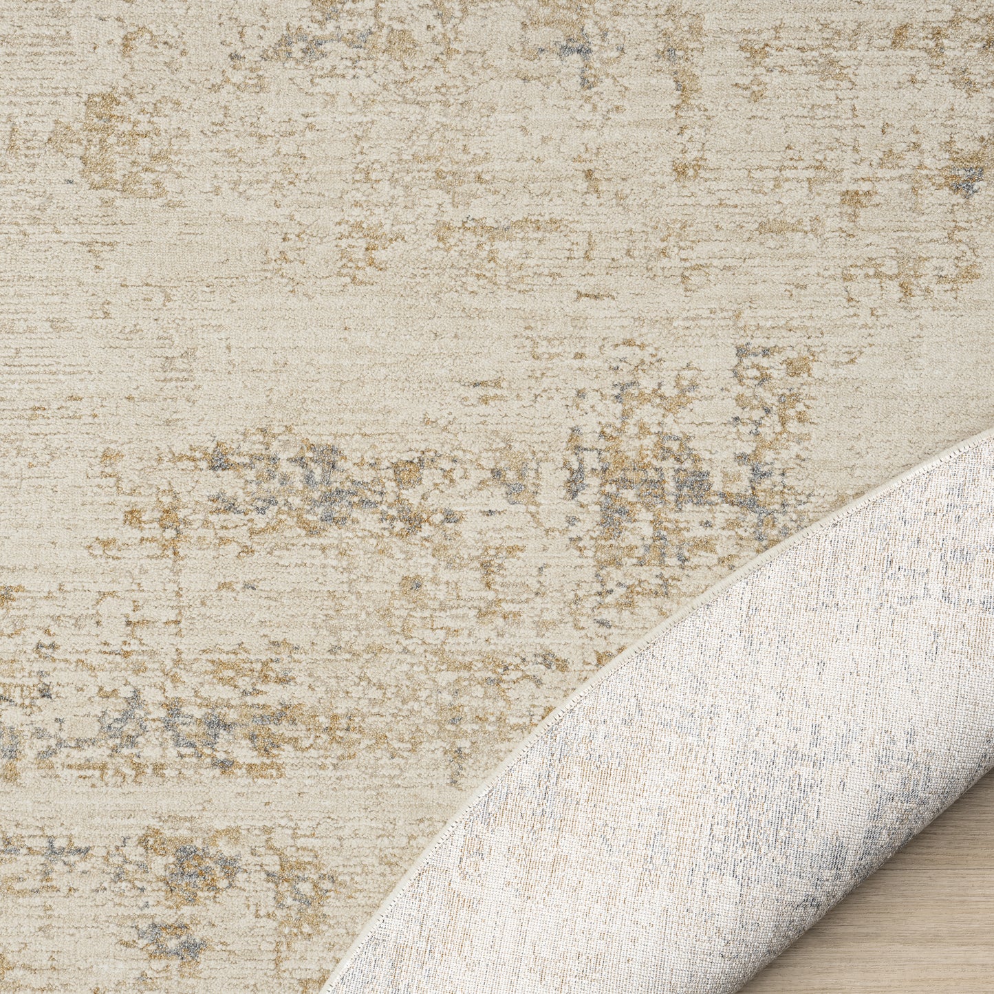 Monaco-82722 Transitional Power-Loomed Beige/Stone Blue Cotton Indoor Area Rug - LR Home