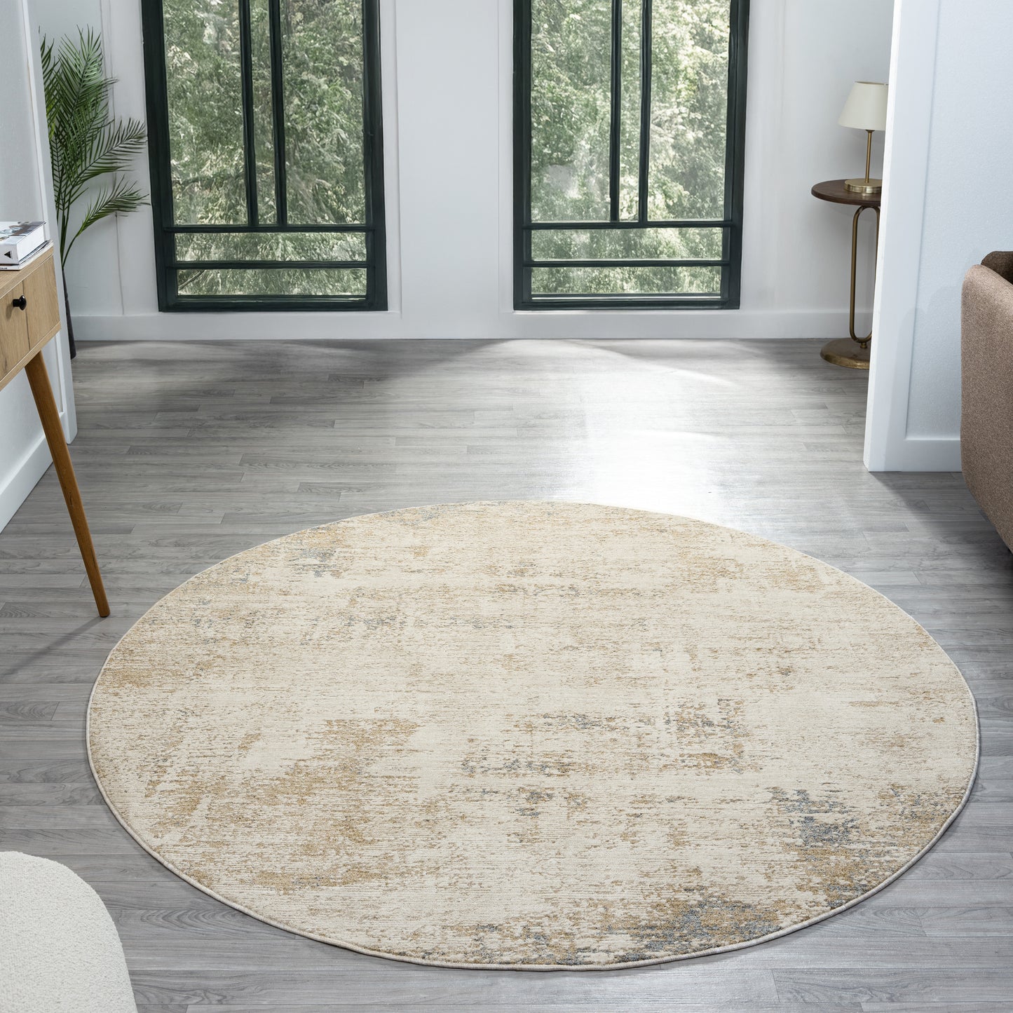 Monaco-82722 Transitional Power-Loomed Beige/Stone Blue Cotton Indoor Area Rug - LR Home