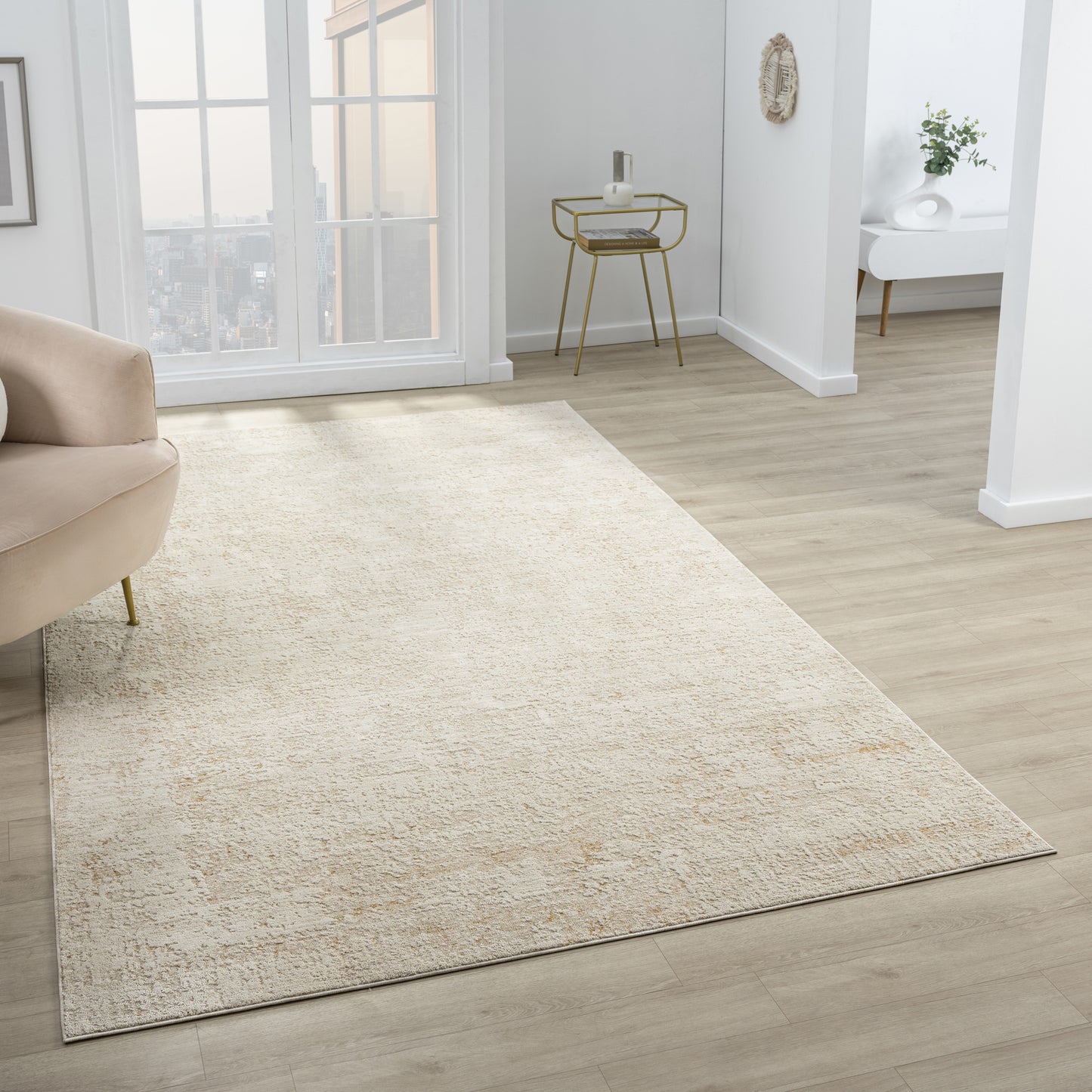 Monaco-82723 Transitional Power-Loomed Ivory/Beige Cotton Indoor Area Rug - LR Home