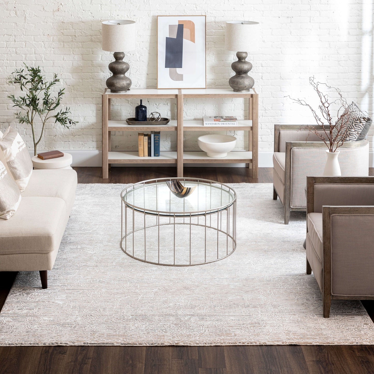 Karastan Rugs Mandawa Cream Dark Grey Area Rug