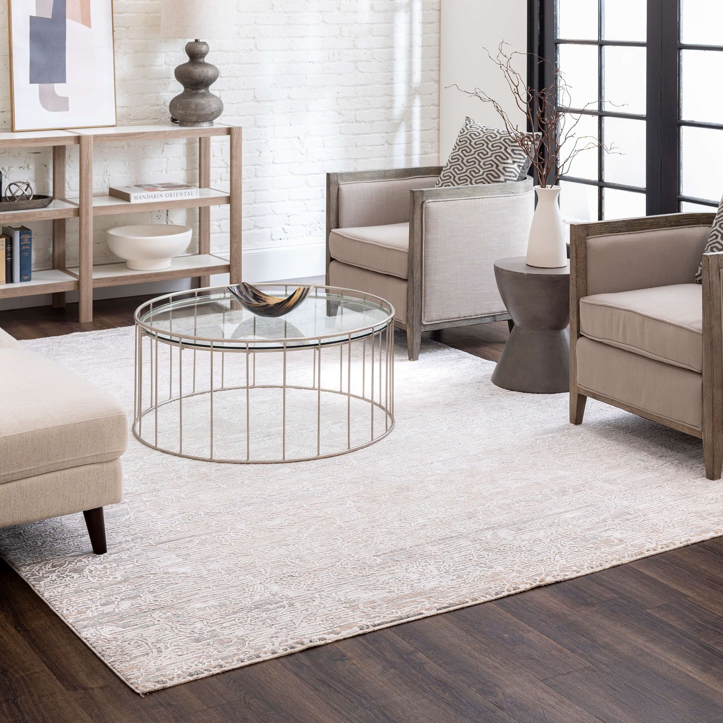 Karastan Rugs Mandawa Cream Dark Grey Area Rug