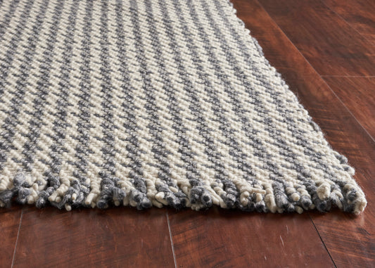 Maui 1342 Ivory/Grey Houndstooth Handwoven Area Rug - KAS