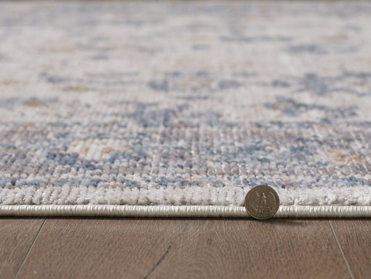 Mira 4616 Ivory/Blue Luna Machine WovenPerformance Area Rug - KAS