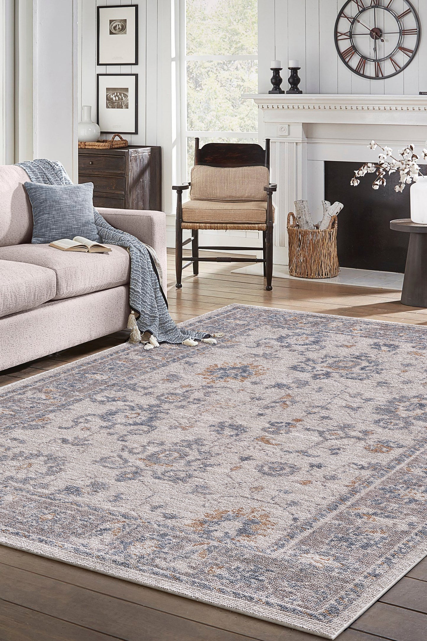 Mira 4616 Ivory/Blue Luna Machine WovenPerformance Area Rug - KAS