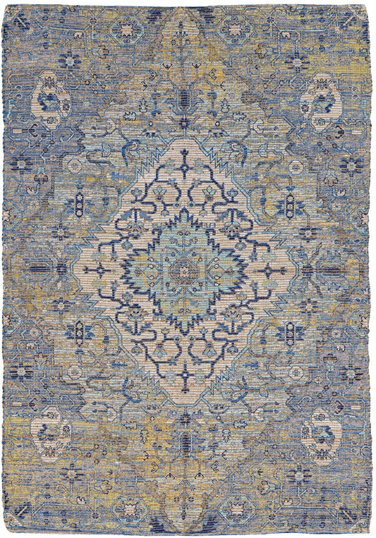 Morris 2232 Blue/Yellow Gramercy Handwoven Area Rug - KAS