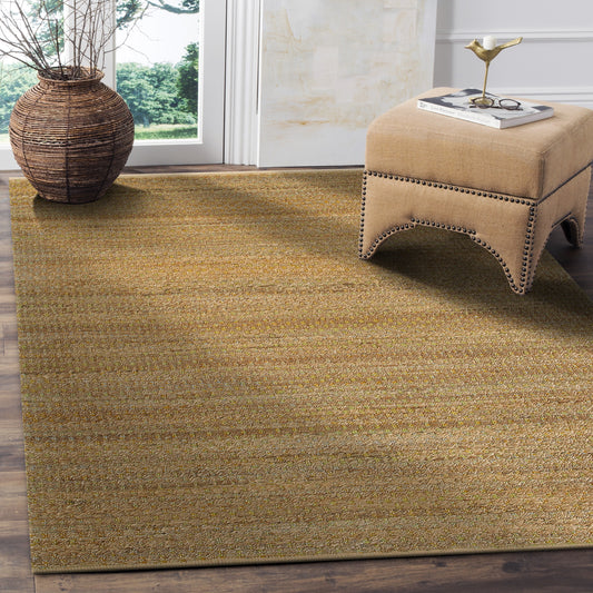 Natural Fiber-03301 Coastal Hand-Woven Natural/Green Cotton Indoor Area Rug - LR Home
