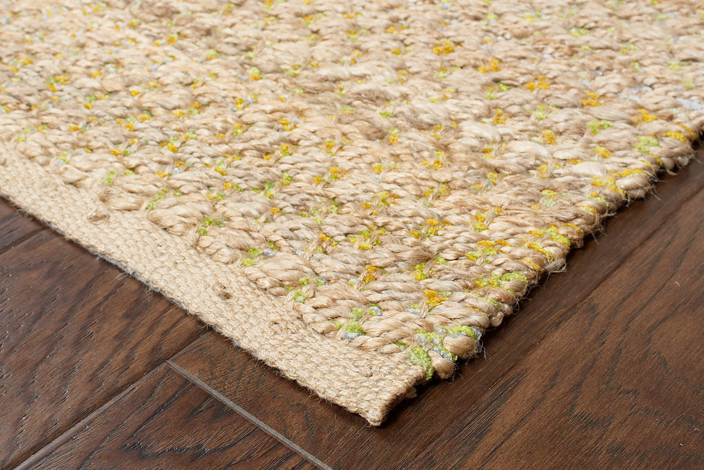 Natural Fiber-03301 Coastal Hand-Woven Natural/Green Cotton Indoor Area Rug - LR Home