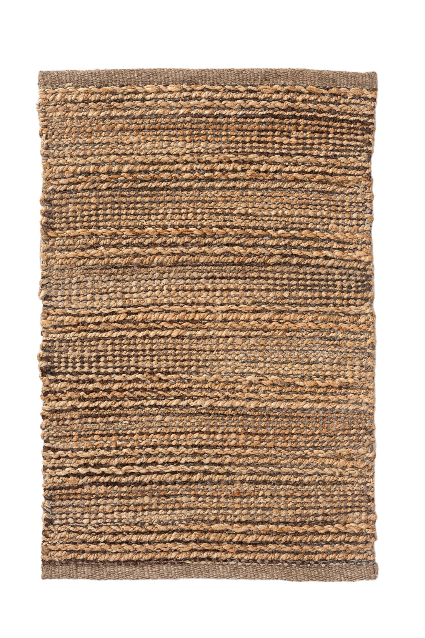 Natural Fiber-03302 Farmhouse Hand-Woven Brown Cotton Indoor Area Rug - LR Home
