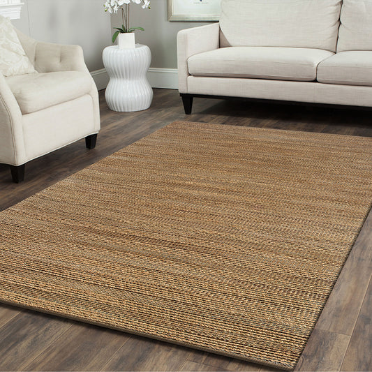Natural Fiber-03302 Farmhouse Hand-Woven Brown Cotton Indoor Area Rug - LR Home