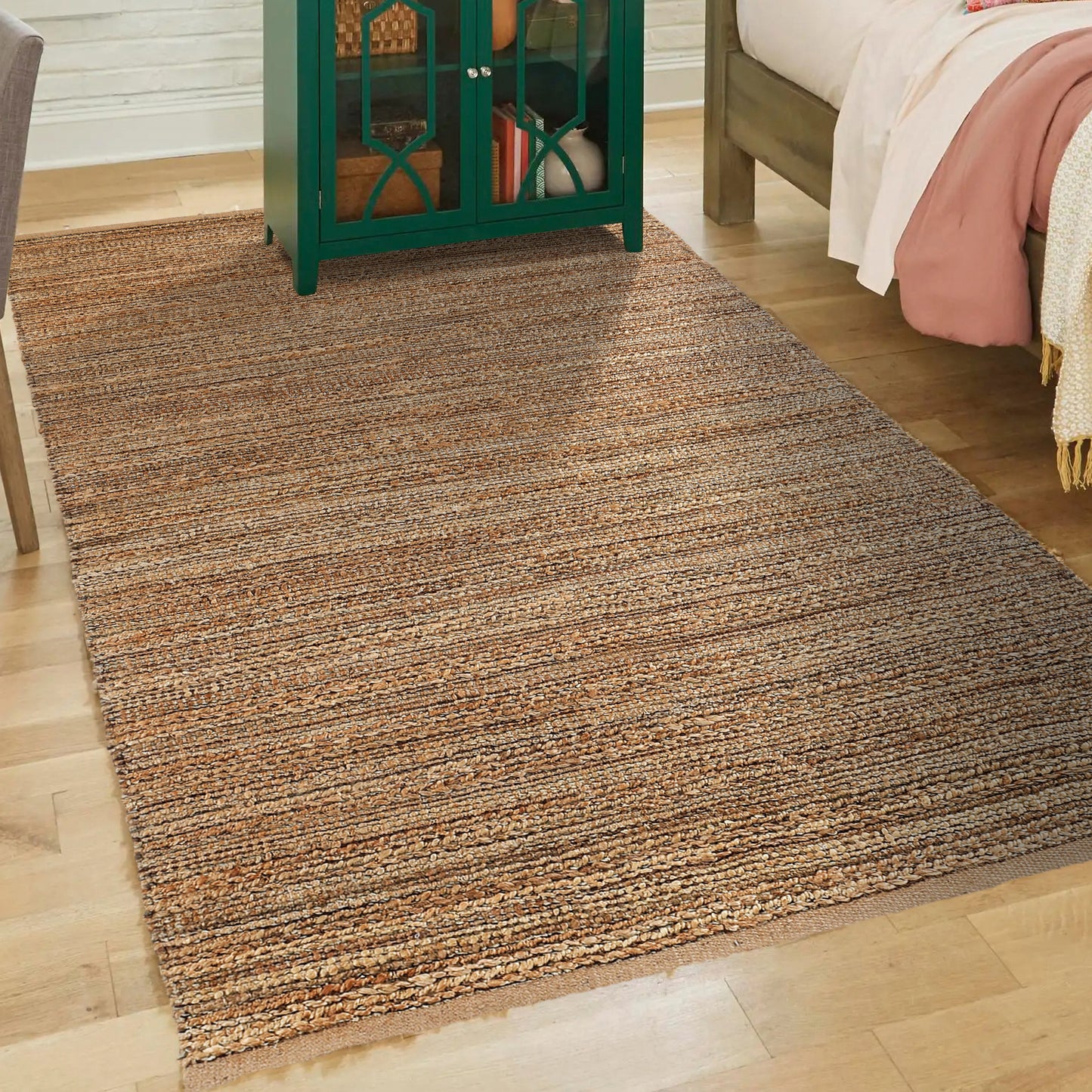 Natural Fiber-03302 Farmhouse Hand-Woven Brown Cotton Indoor Area Rug - LR Home