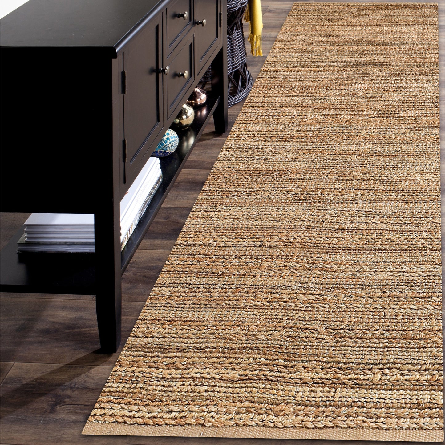 Natural Fiber-03302 Farmhouse Hand-Woven Brown Cotton Indoor Area Rug - LR Home