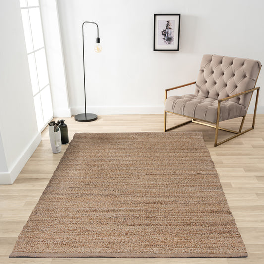 Natural Fiber-03302 Farmhouse Hand-Woven Beige Cotton Indoor Area Rug - LR Home