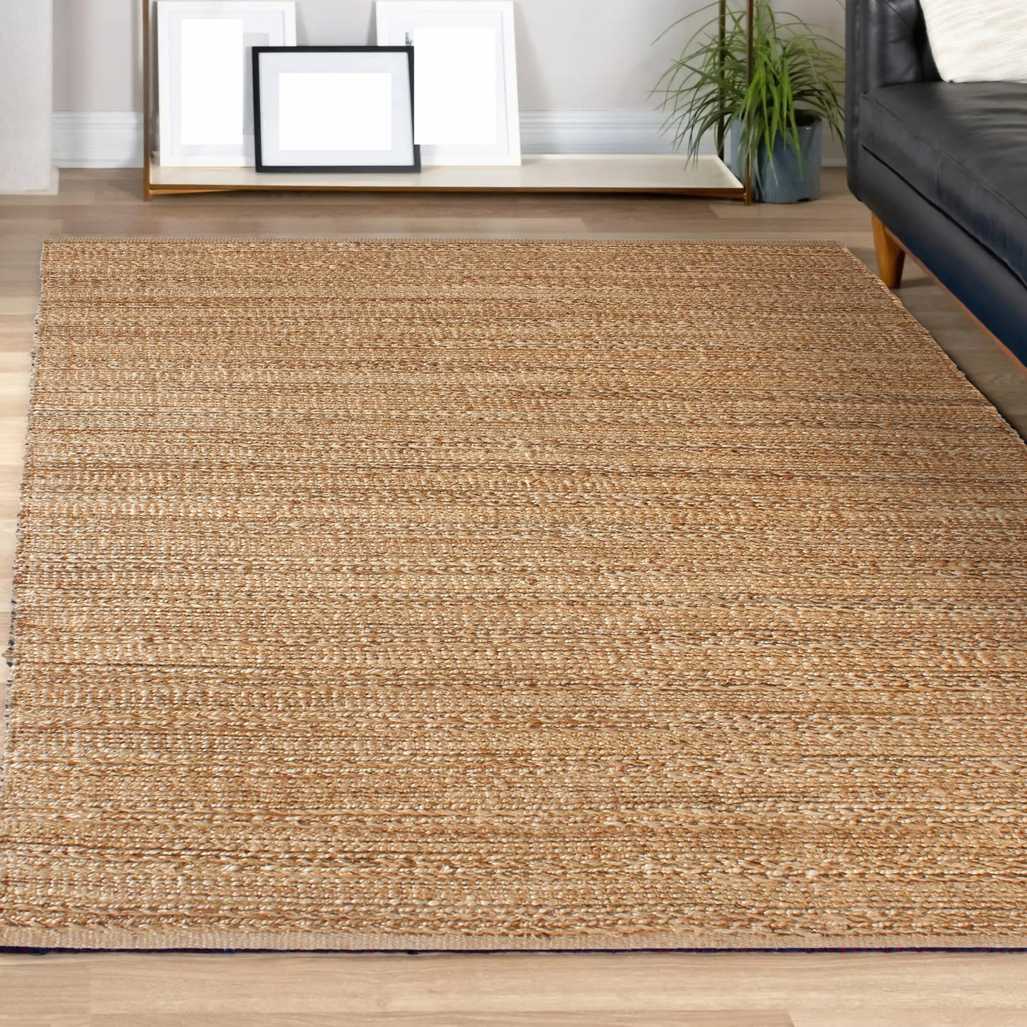Natural Fiber-03302 Farmhouse Hand-Woven Beige Cotton Indoor Area Rug - LR Home